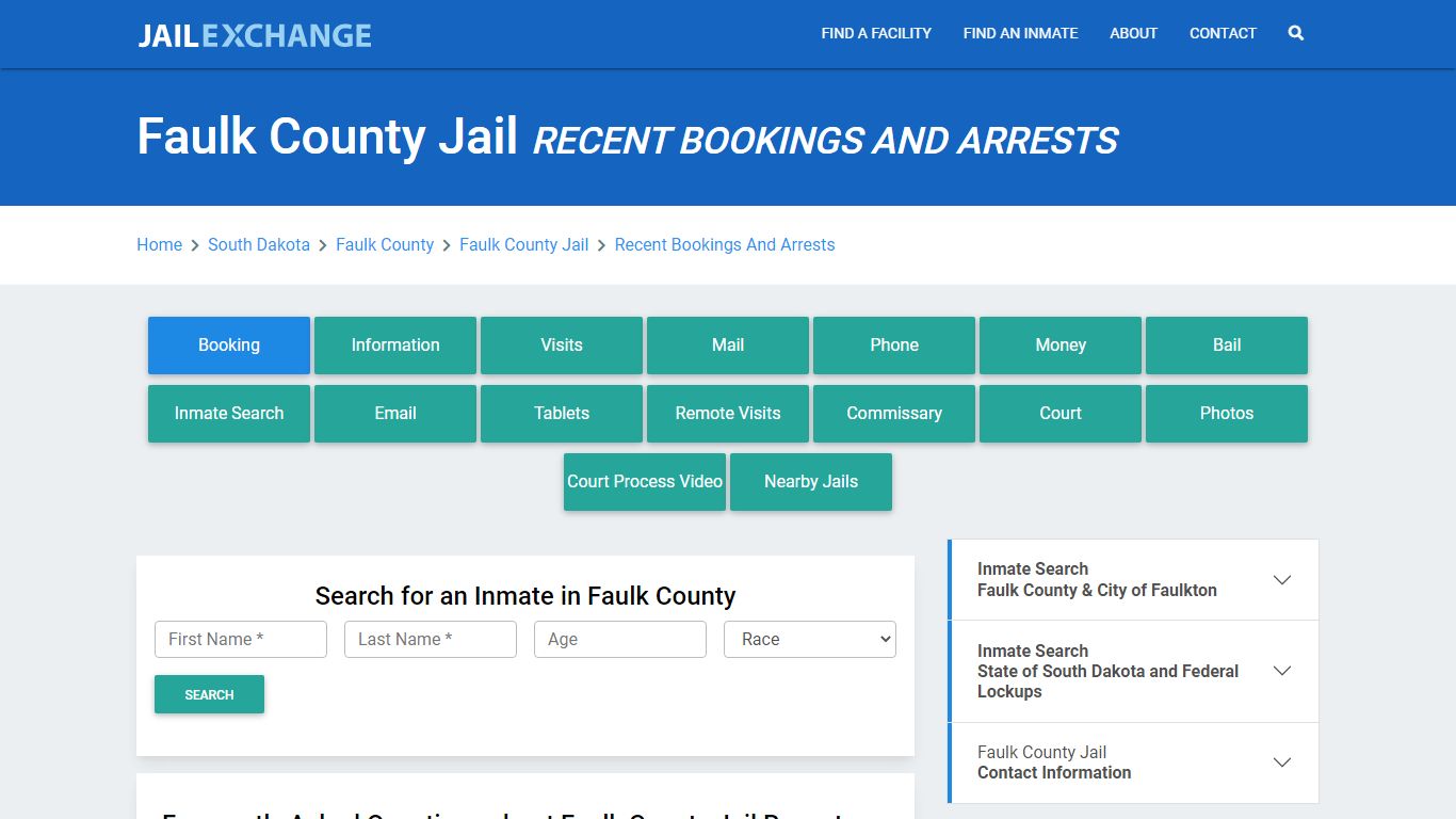 Faulk County Jail Recent Bookings And Arrests - Jail Exchange