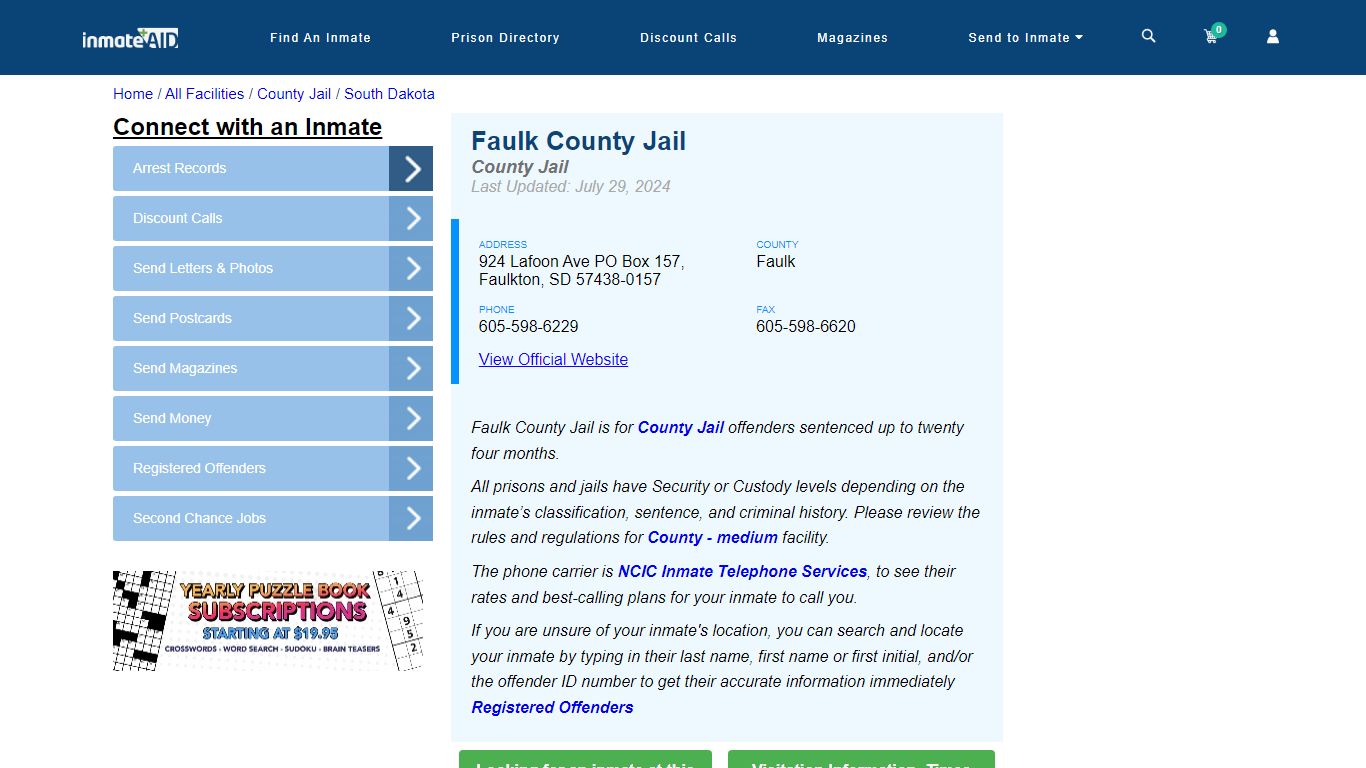 Faulk County Jail - Inmate Locator