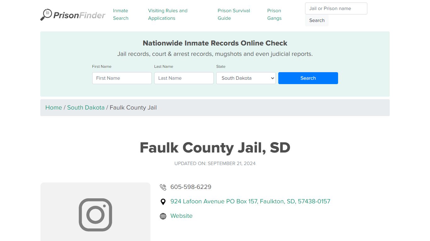 Faulk County Jail, SD Inmate Search, Mugshots, Visitation, Phone no ...